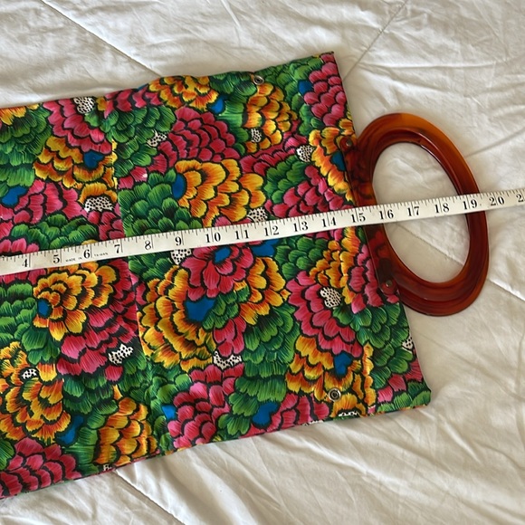 Vintage Lady’s Pride bright floral foldable bag with lucite handles - Picture 9 of 11